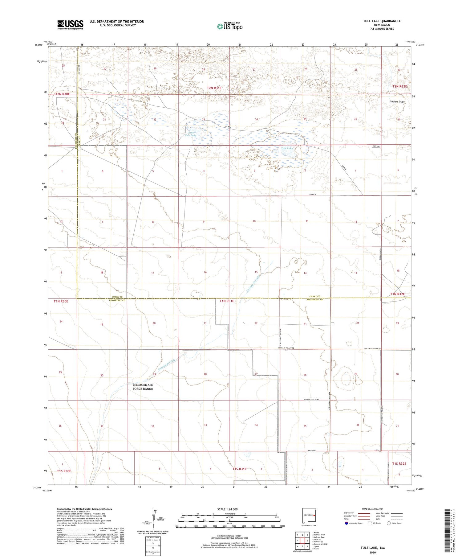 Tule Lake New Mexico US Topo Map Image