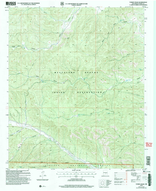 Classic USGS Turkey Peak New Mexico 7.5'x7.5' Topo Map Image