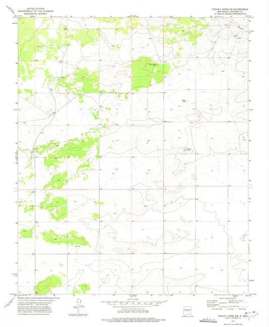 Classic USGS Turkey Ridge NE New Mexico 7.5'x7.5' Topo Map Image