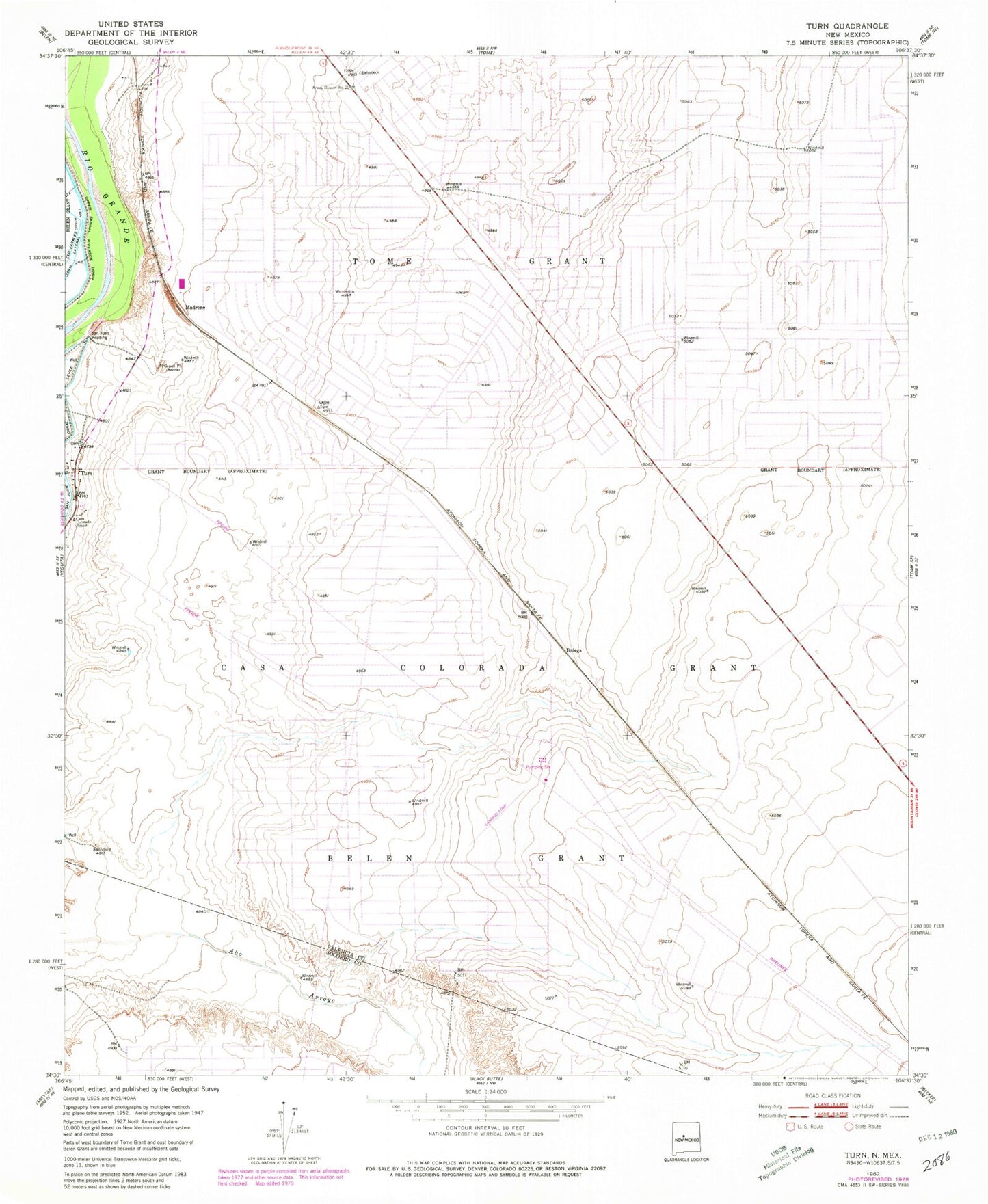 Classic USGS Casa Colorada New Mexico 7.5'x7.5' Topo Map Image