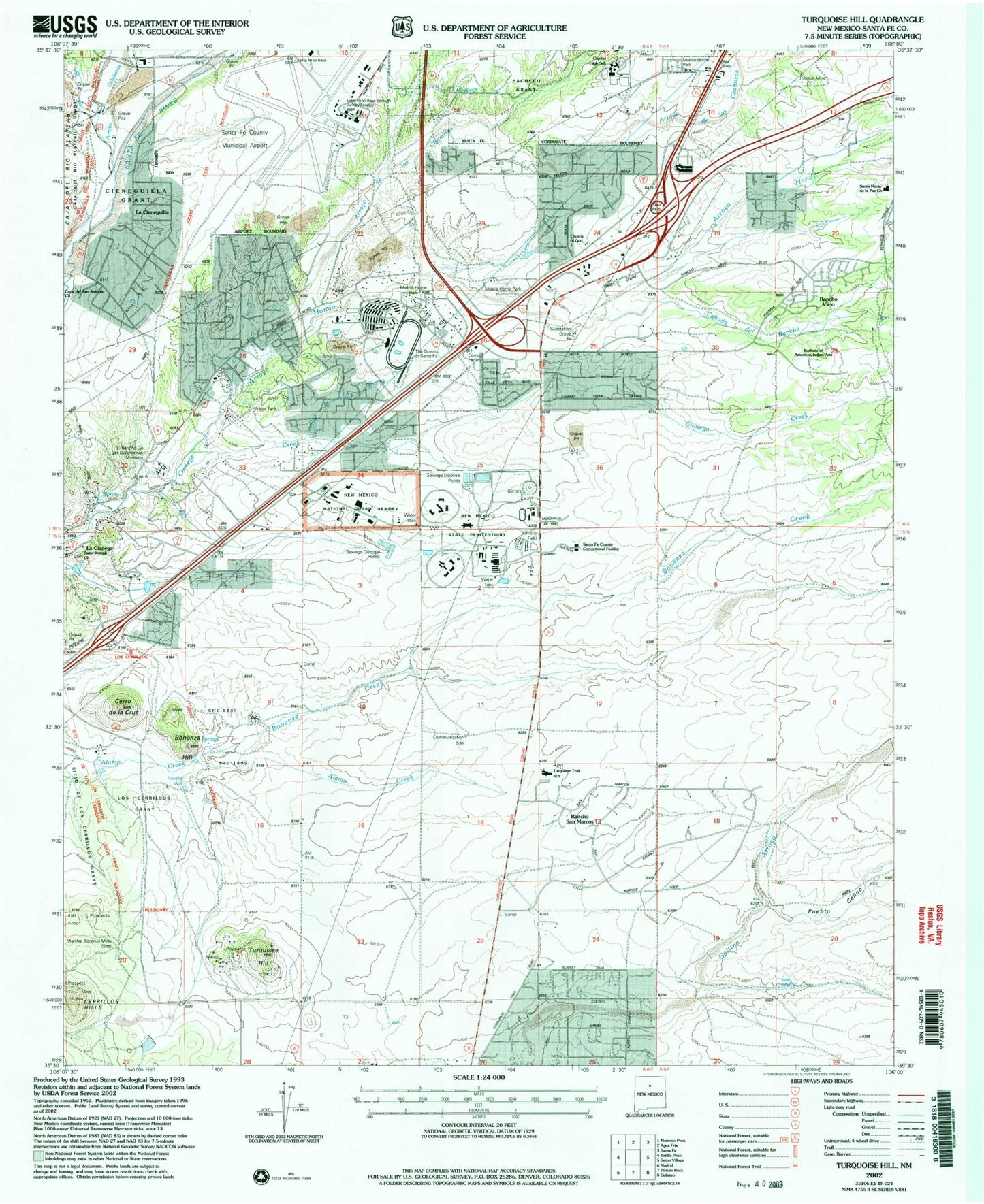 Classic USGS Turquoise Hill New Mexico 7.5'x7.5' Topo Map Image