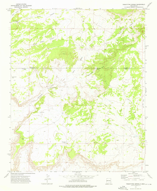 Classic USGS Twentytwo Spring New Mexico 7.5'x7.5' Topo Map Image