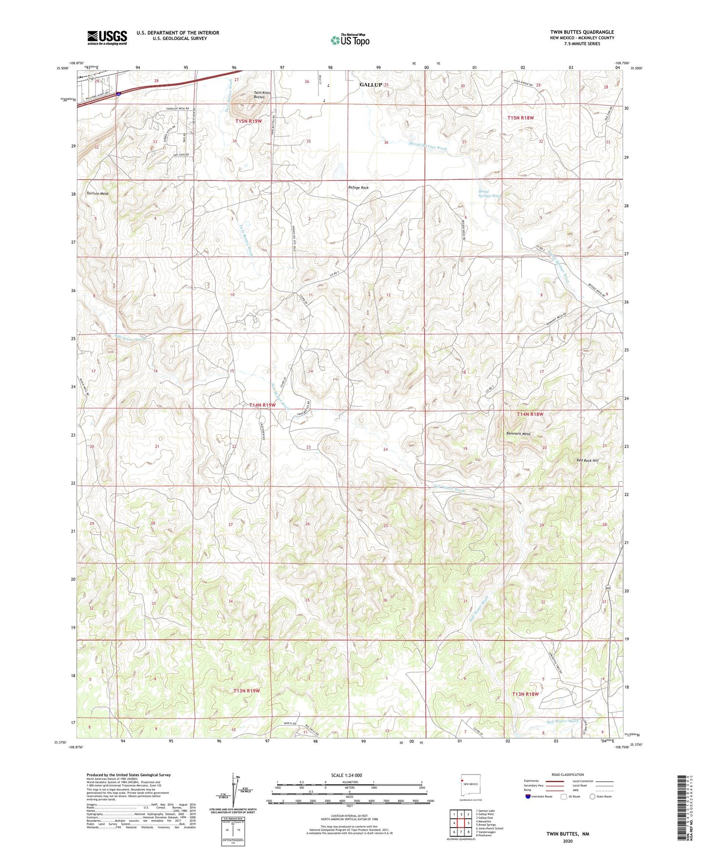 Twin Buttes New Mexico US Topo Map Image