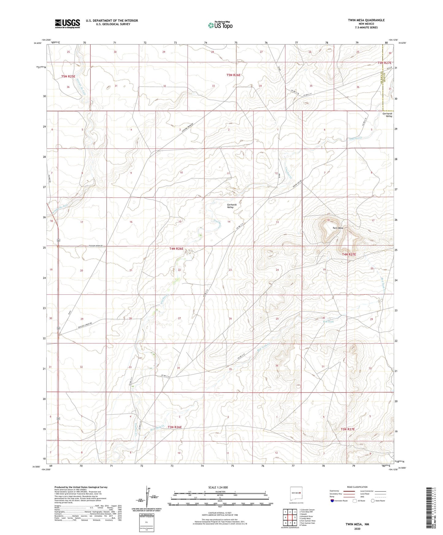 Twin Mesa New Mexico US Topo Map Image
