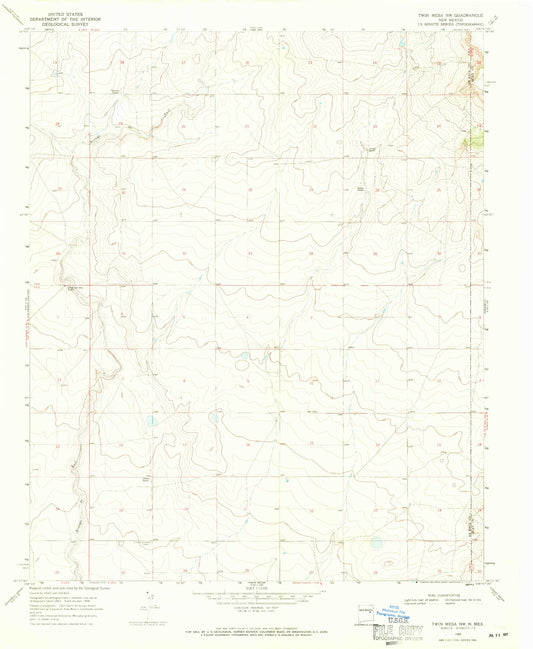Classic USGS Twin Mesa NW New Mexico 7.5'x7.5' Topo Map Image