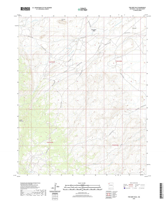 Two Grey Hills New Mexico US Topo Map Image