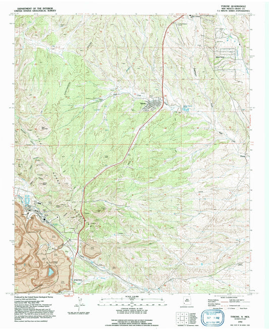 Classic USGS Tyrone New Mexico 7.5'x7.5' Topo Map Image