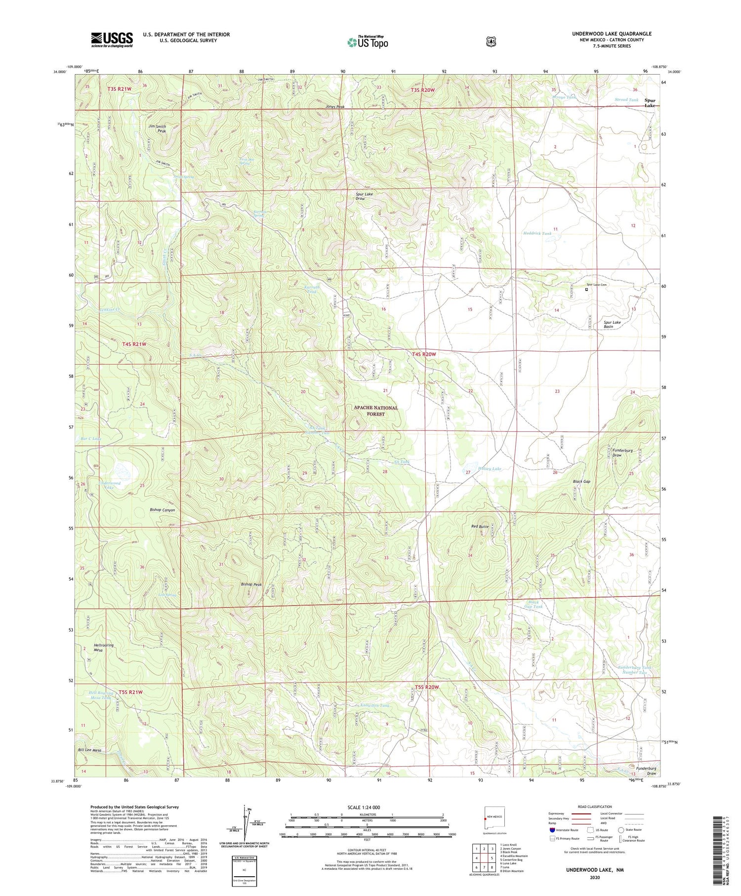 Underwood Lake New Mexico US Topo Map Image