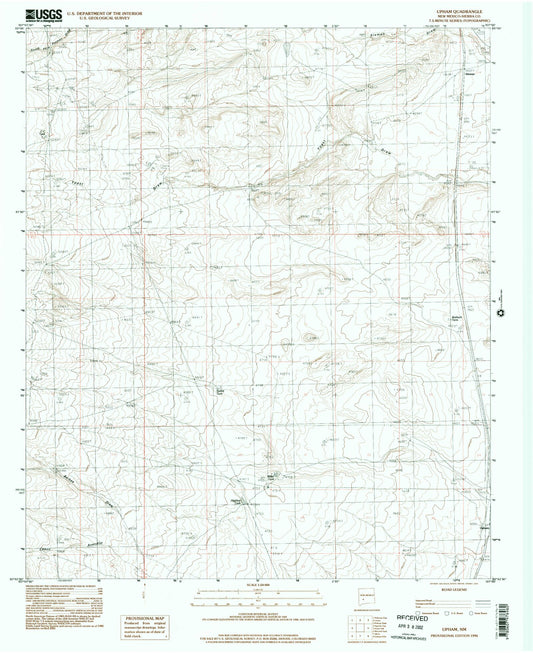 Classic USGS Upham New Mexico 7.5'x7.5' Topo Map Image