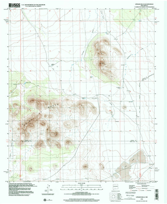 Classic USGS Upham Hills New Mexico 7.5'x7.5' Topo Map Image