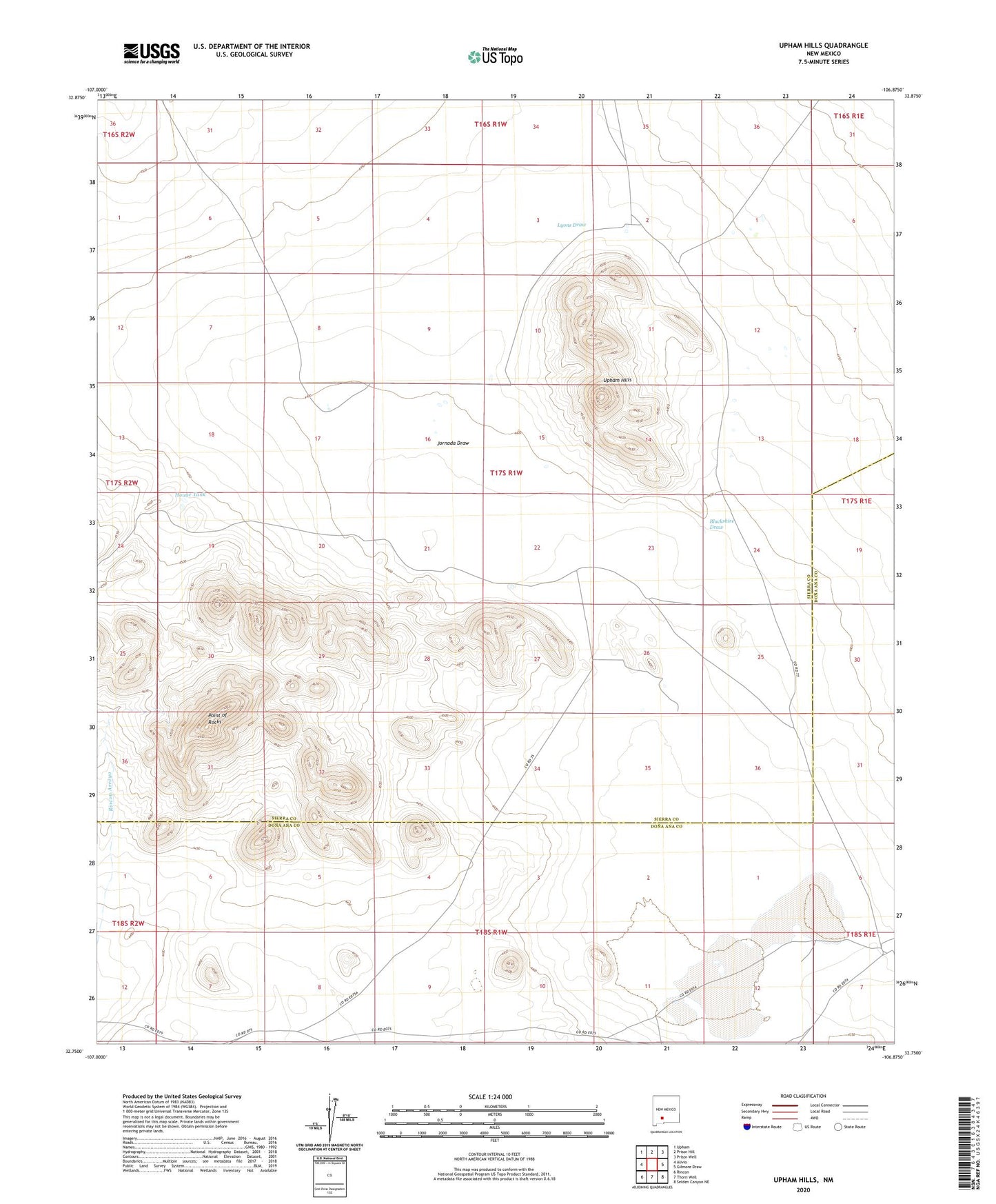 Upham Hills New Mexico US Topo Map Image