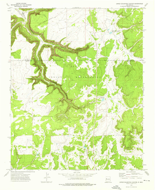 Classic USGS Upper Galestina Canyon New Mexico 7.5'x7.5' Topo Map Image