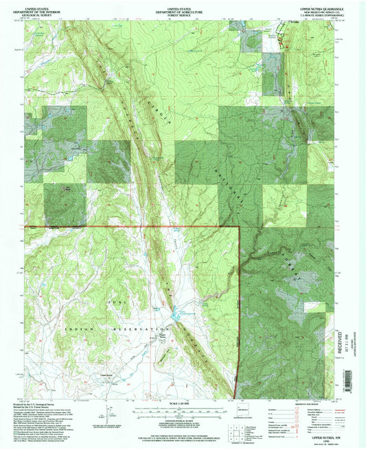 Classic USGS Upper Nutria New Mexico 7.5'x7.5' Topo Map Image