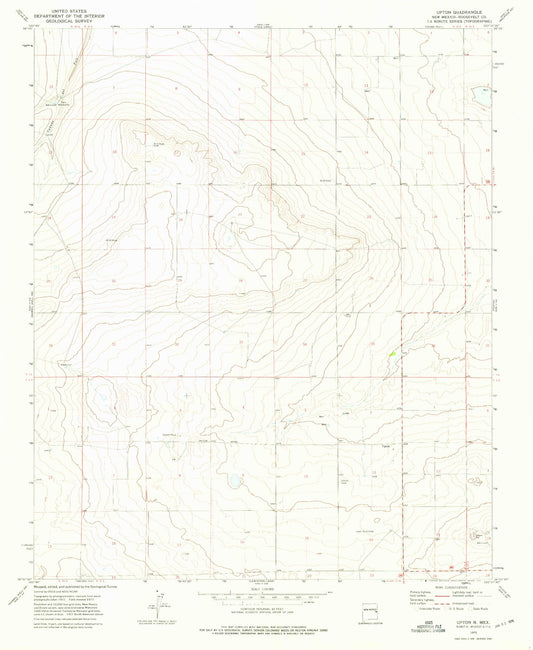 Classic USGS Upton New Mexico 7.5'x7.5' Topo Map Image