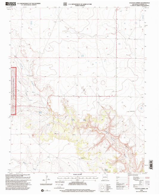 Classic USGS Valencia Spring New Mexico 7.5'x7.5' Topo Map Image