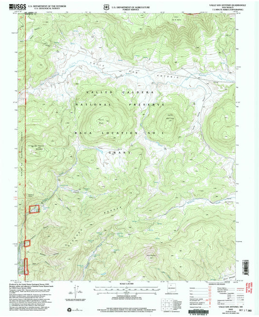 Classic USGS Valle San Antonio New Mexico 7.5'x7.5' Topo Map Image