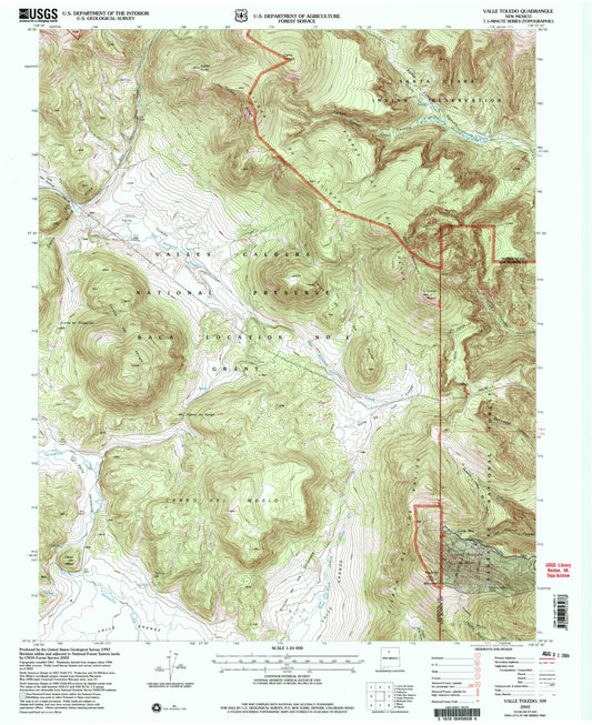 Classic USGS Valle Toledo New Mexico 7.5'x7.5' Topo Map Image