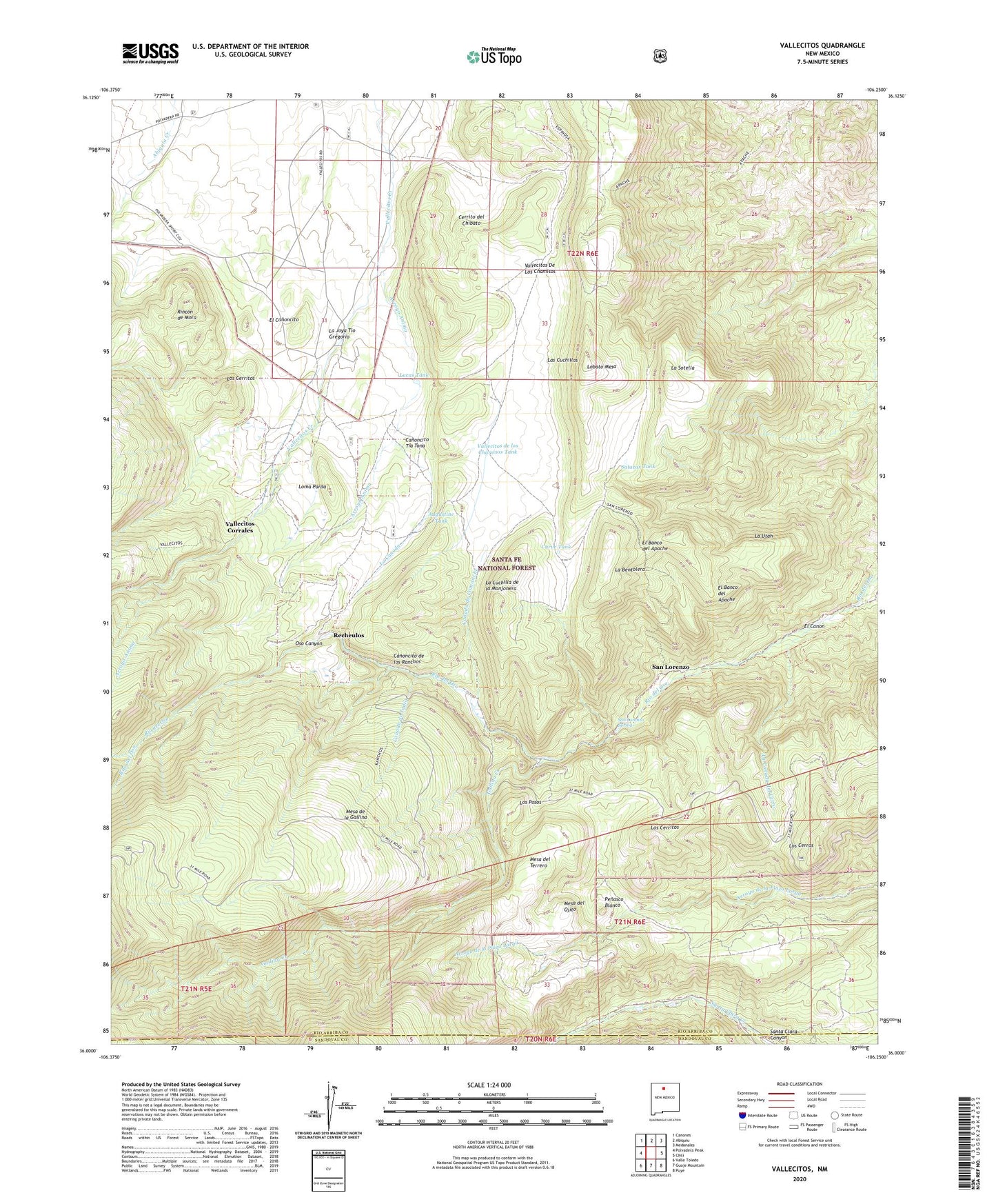 Vallecitos New Mexico US Topo Map Image