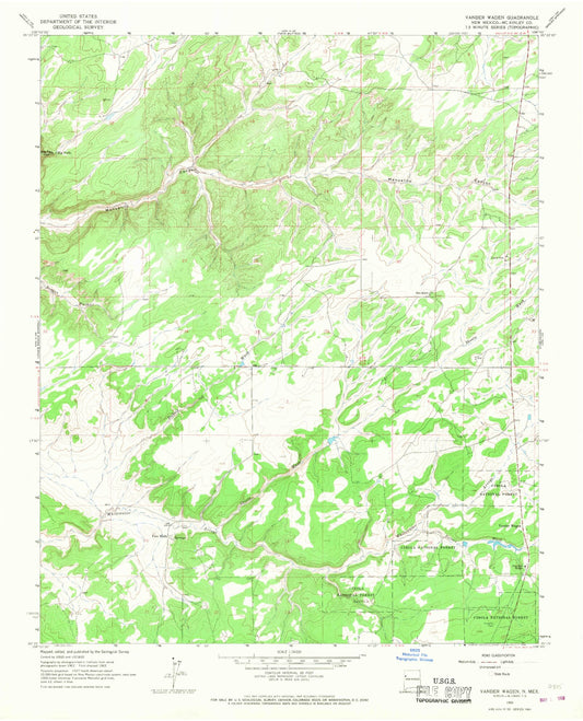 Classic USGS Vanderwagen New Mexico 7.5'x7.5' Topo Map Image