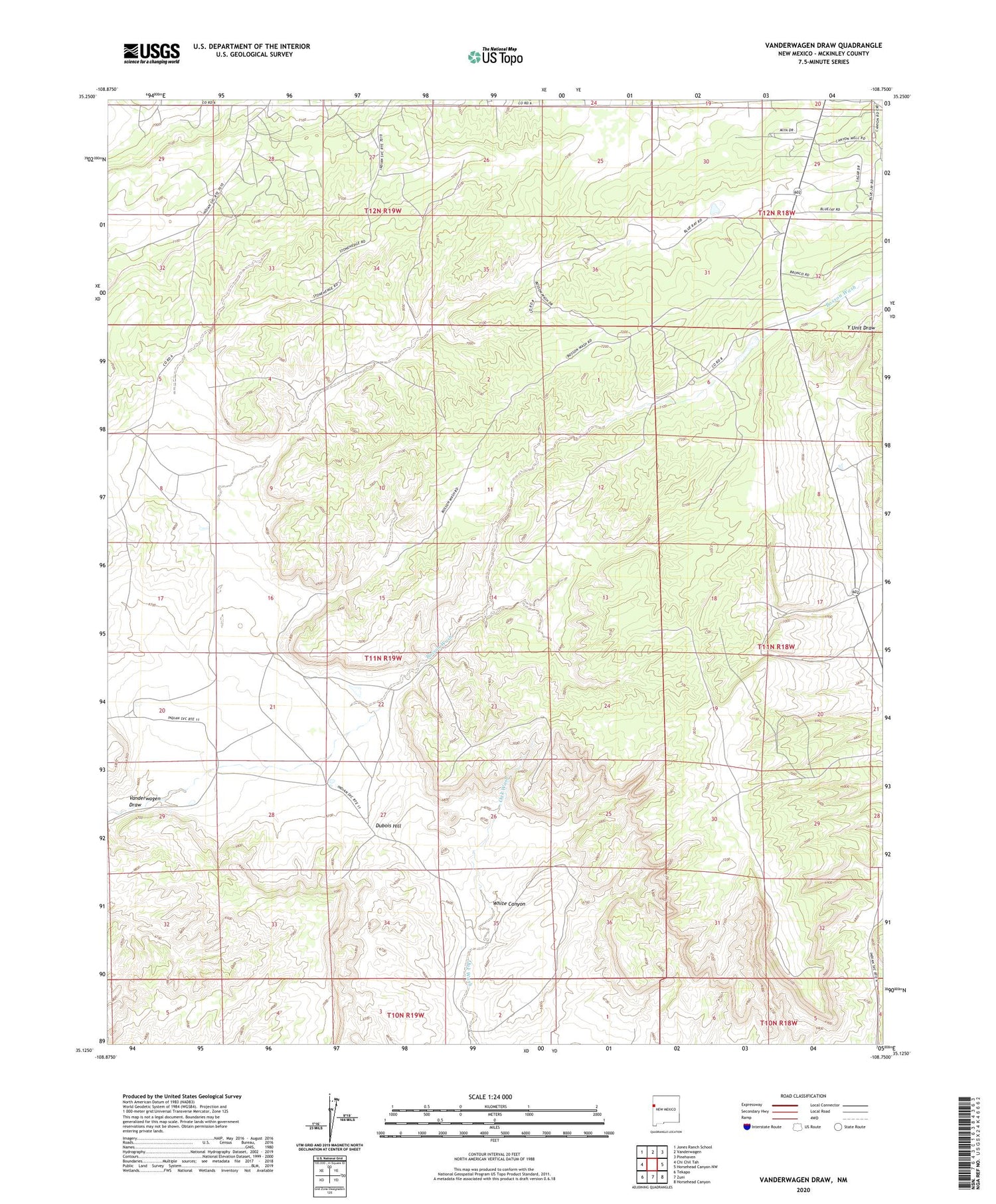 Vanderwagen Draw New Mexico US Topo Map Image