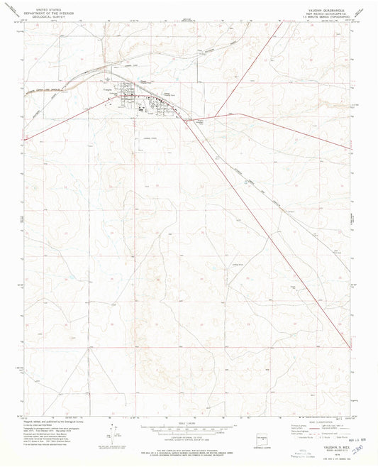 Classic USGS Vaughn New Mexico 7.5'x7.5' Topo Map Image