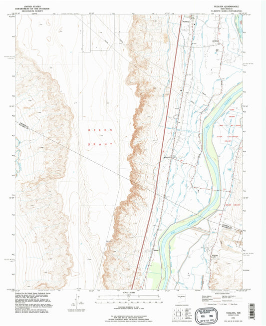 Classic USGS Veguita New Mexico 7.5'x7.5' Topo Map Image