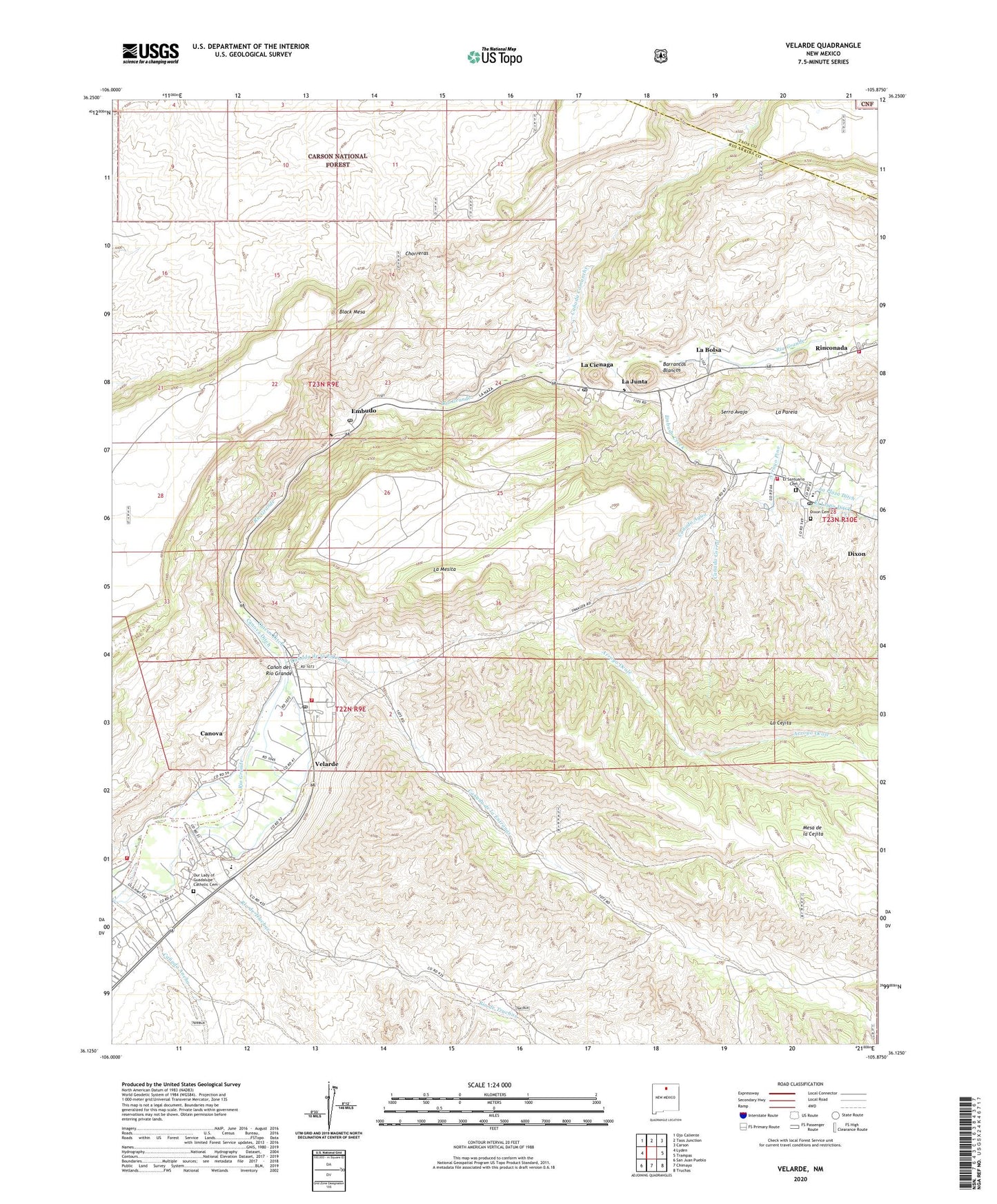 Velarde New Mexico US Topo Map Image