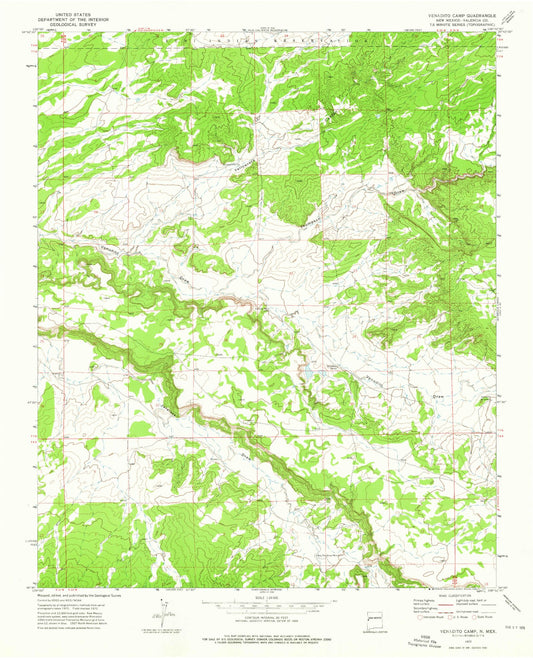 Classic USGS Venadito Camp New Mexico 7.5'x7.5' Topo Map Image
