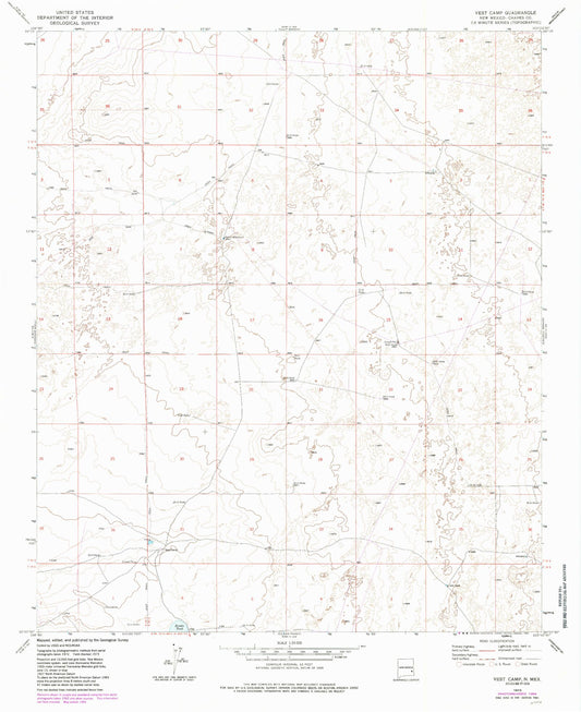 Classic USGS Vest Camp New Mexico 7.5'x7.5' Topo Map Image
