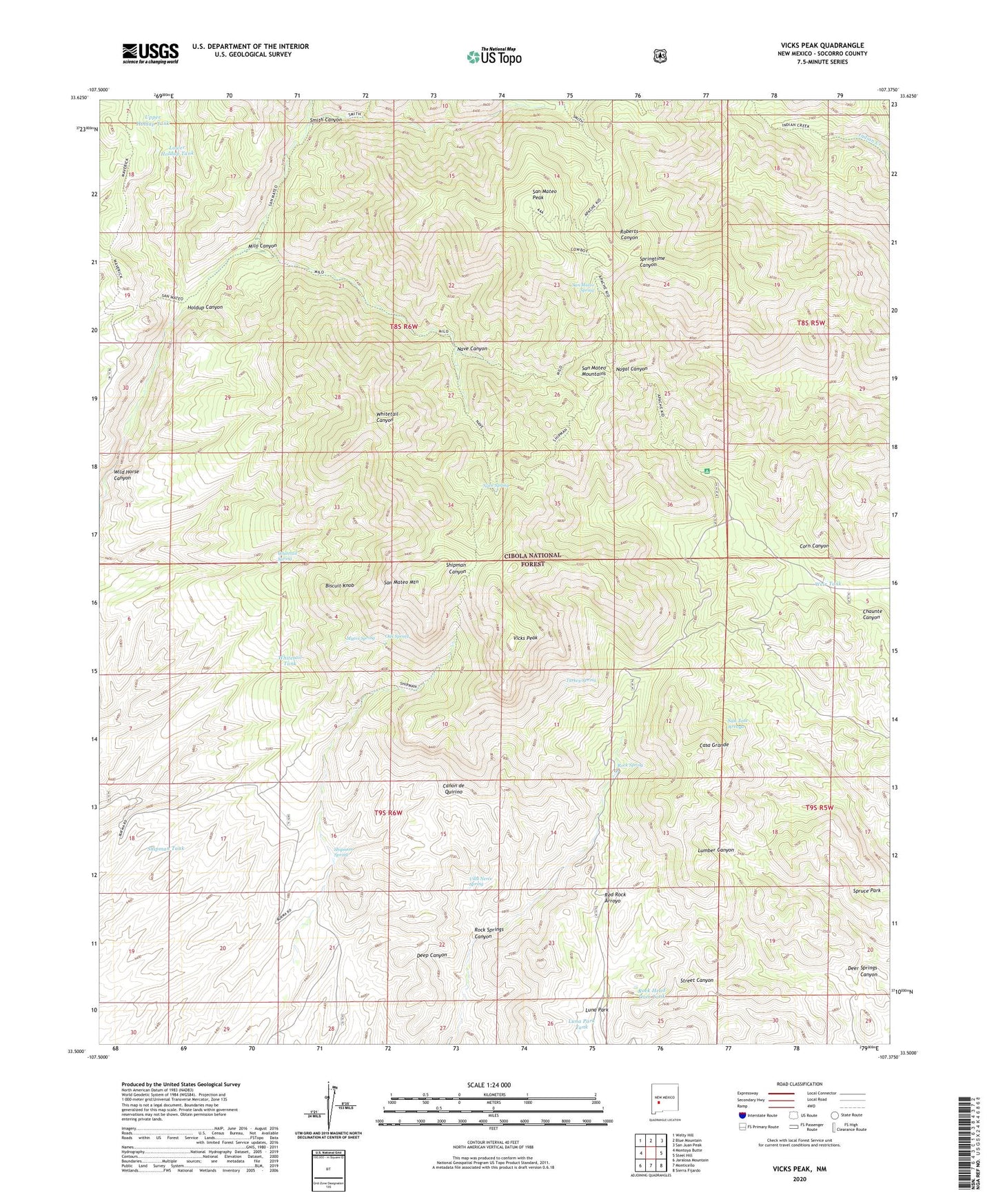 Vicks Peak New Mexico US Topo Map Image