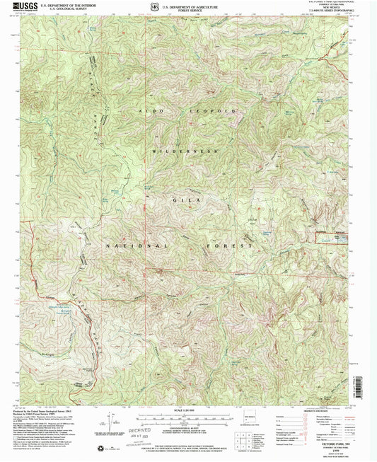 Classic USGS Victorio Park New Mexico 7.5'x7.5' Topo Map Image