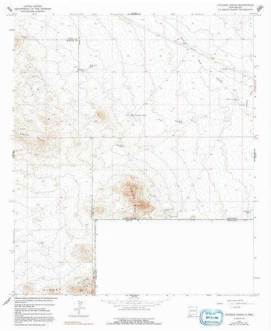 Classic USGS Victorio Ranch New Mexico 7.5'x7.5' Topo Map Image