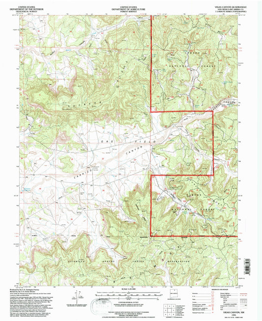 Classic USGS Vigas Canyon New Mexico 7.5'x7.5' Topo Map Image
