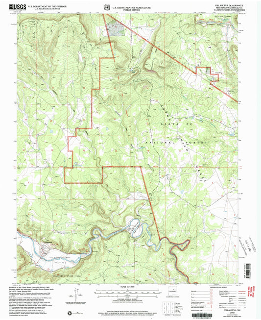 Classic USGS Villanueva New Mexico 7.5'x7.5' Topo Map Image