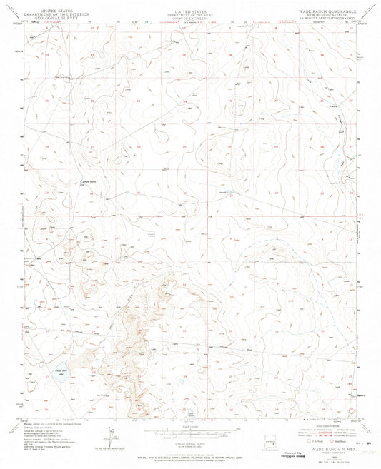Classic USGS Wade Ranch New Mexico 7.5'x7.5' Topo Map Image