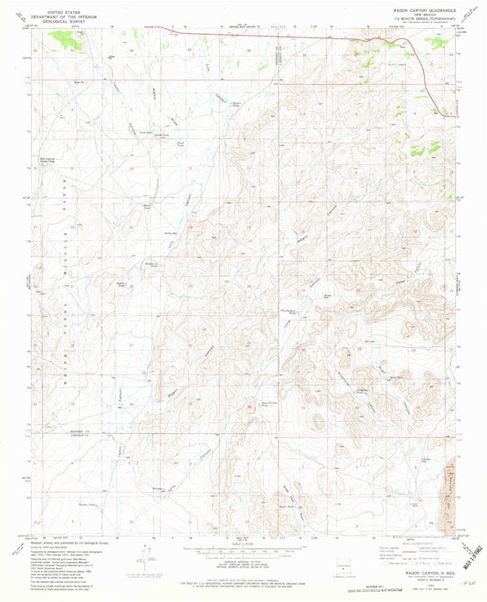 Classic USGS Wagon Canyon New Mexico 7.5'x7.5' Topo Map Image