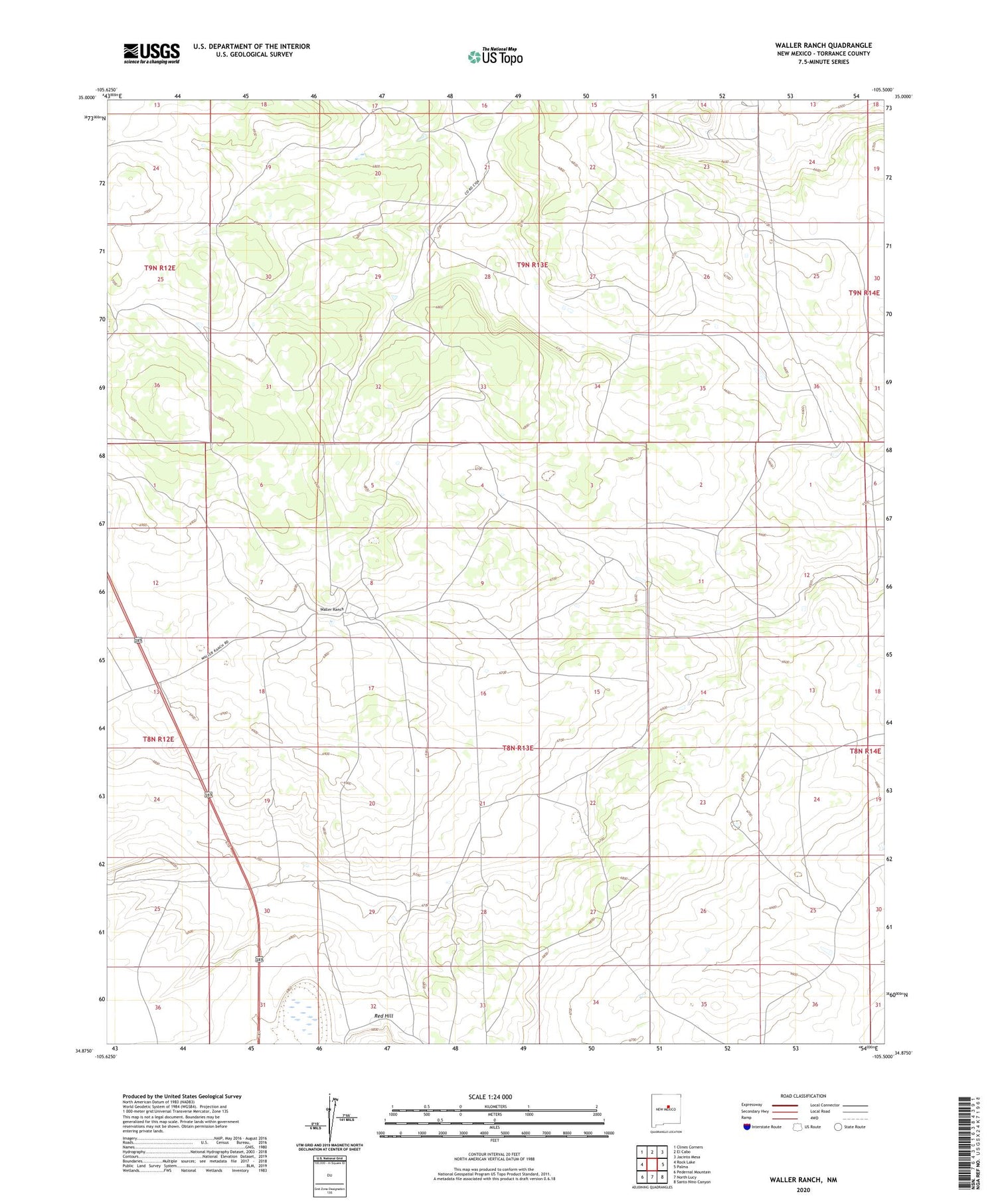 Waller Ranch New Mexico US Topo Map Image