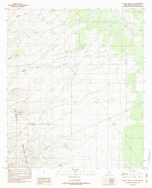 Classic USGS Walnut Wells NE New Mexico 7.5'x7.5' Topo Map Image