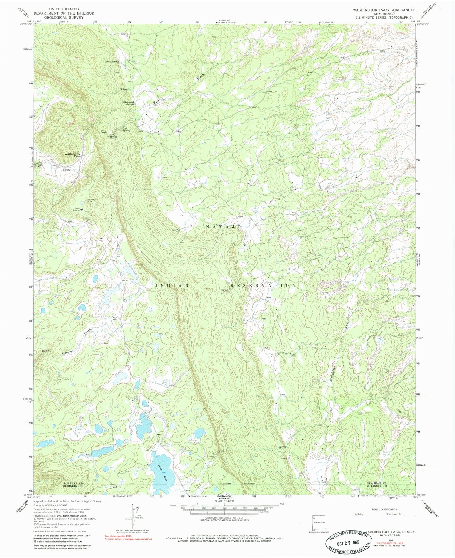 Classic USGS Narbona Pass New Mexico 7.5'x7.5' Topo Map Image