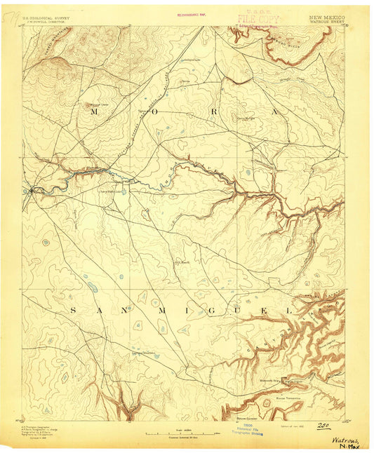 Historic 1892 Watrous New Mexico 30'x30' Topo Map Image
