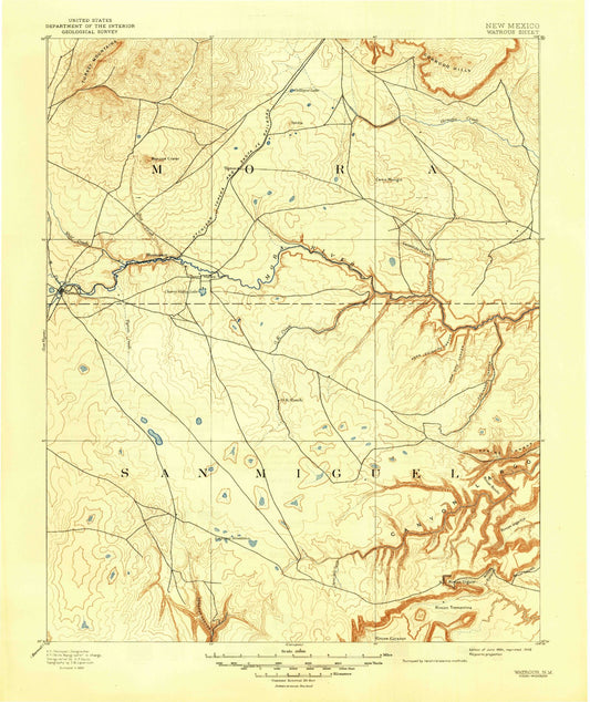 Historic 1894 Watrous New Mexico 30'x30' Topo Map Image