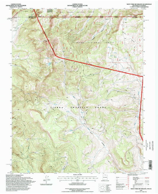 Classic USGS West Fork Rio Brazos New Mexico 7.5'x7.5' Topo Map Image