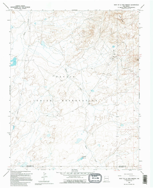 Classic USGS West of La Vida Mission New Mexico 7.5'x7.5' Topo Map Image