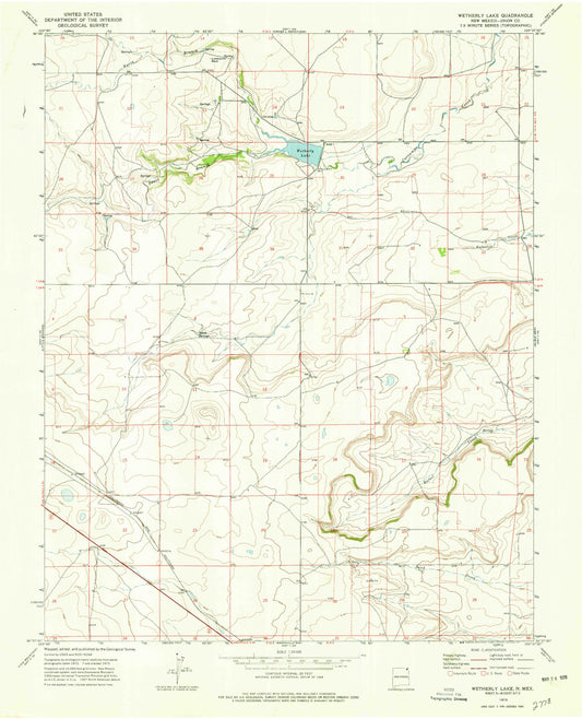 Classic USGS Weatherly Lake New Mexico 7.5'x7.5' Topo Map Image