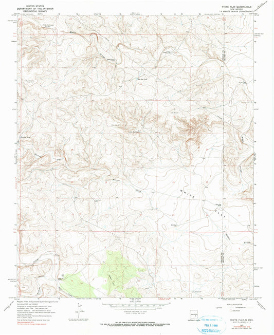 Classic USGS White Flat New Mexico 7.5'x7.5' Topo Map Image
