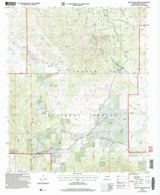 Classic USGS White Oaks North New Mexico 7.5'x7.5' Topo Map Image