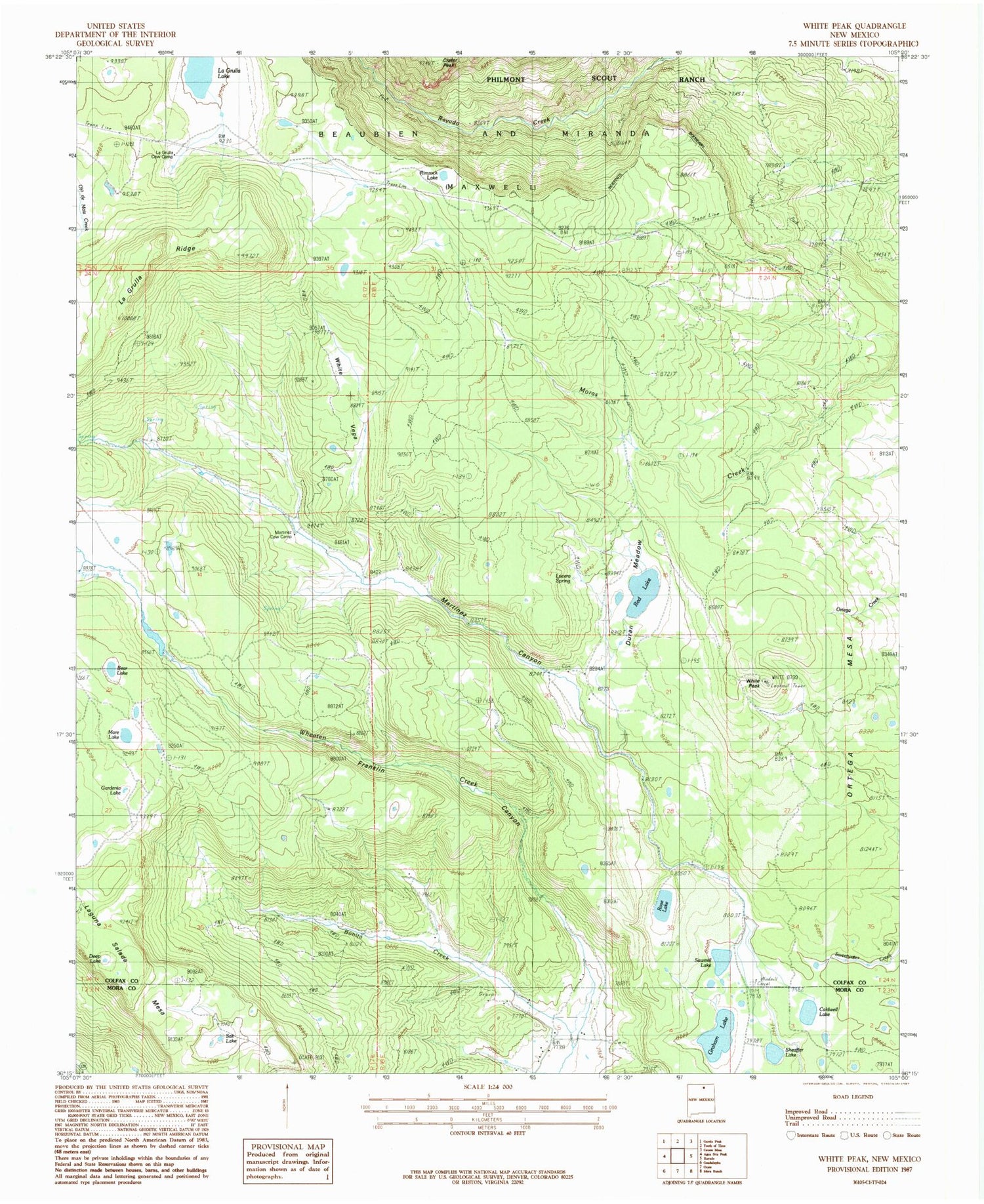 Classic USGS White Peak New Mexico 7.5'x7.5' Topo Map Image