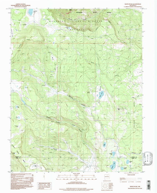 Classic USGS White Peak New Mexico 7.5'x7.5' Topo Map Image