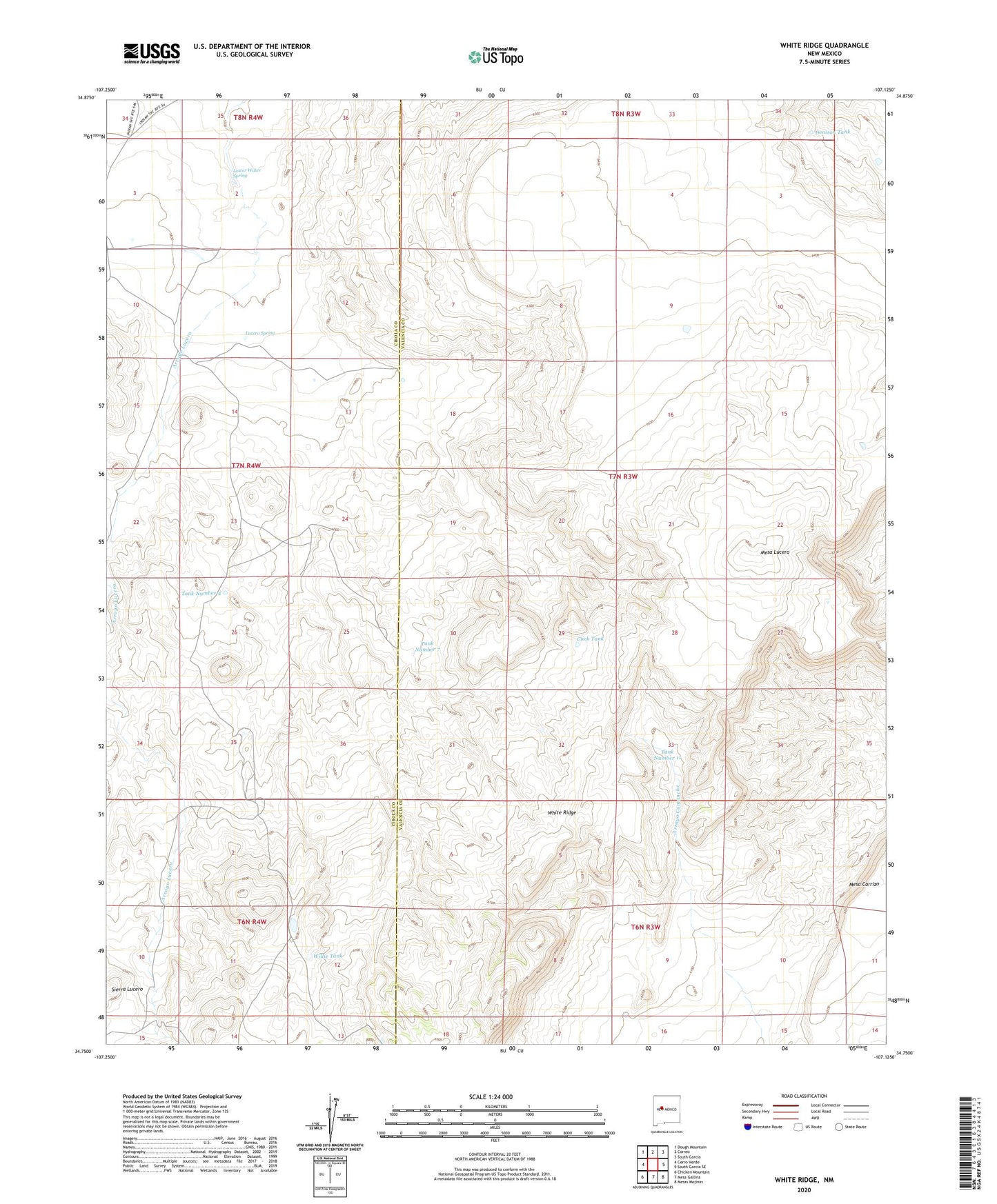 White Ridge New Mexico US Topo Map Image