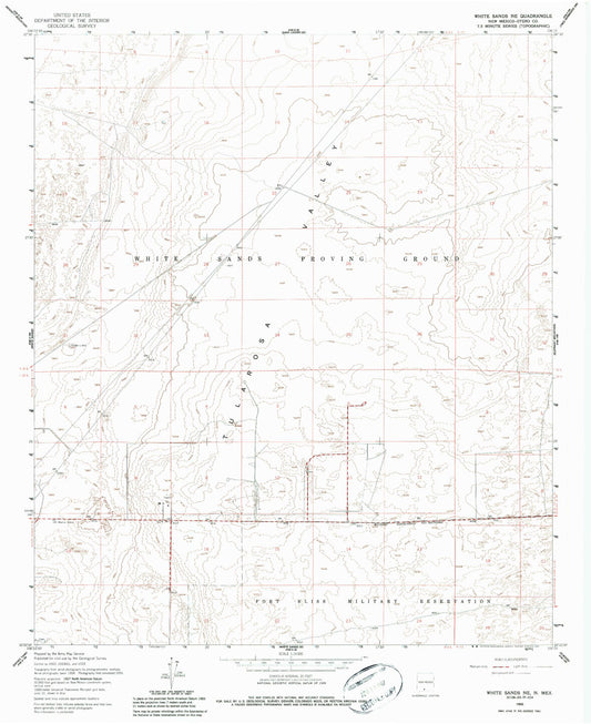 Classic USGS White Sands NE New Mexico 7.5'x7.5' Topo Map Image